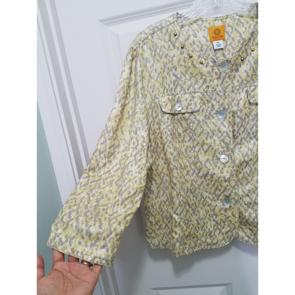 Ruby Rd Yellow/Gray Beaded Women's 3/4 Slit Sleeves Blouse Sz 16 NWOT - Picture 5 of 12